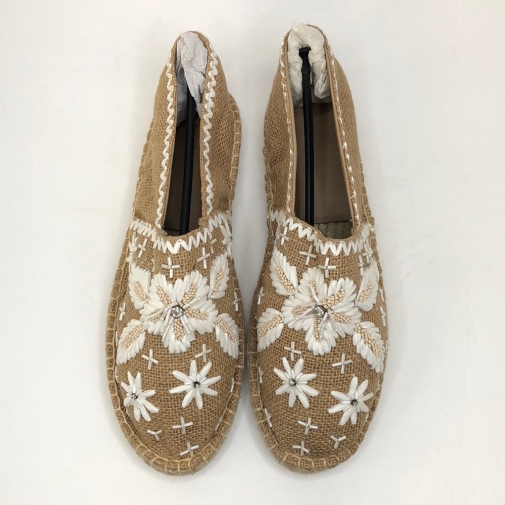 Antik Batik Beige and White Embroidered Espadrilles